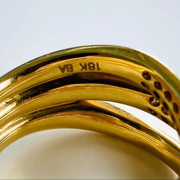 18K BA Gold Band Diamond Row Ring Fits: 7.5 - Picture 6 of 9